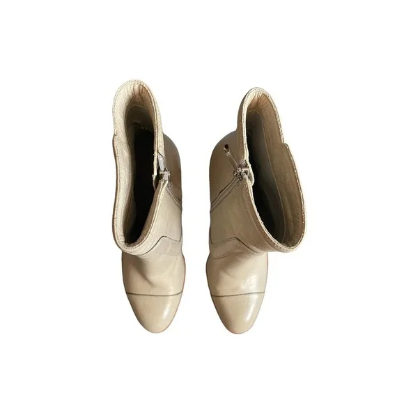 NWOT Banana Republic Womens Leather Ankle Bootie Side Zip Size 6.5 Cream - Picture 3 of 11